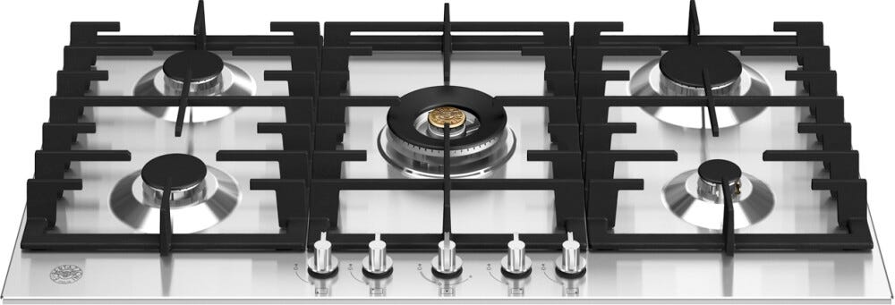 Bertazzoni P905CMODX Modern Piano cottura a gas 90 cm, 5 fuochi, anello wok centrale 5 kW, acciaio inox