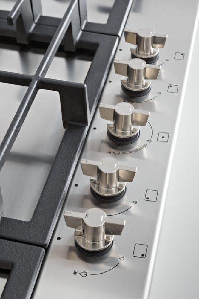 Bertazzoni P905CMODX Modern Piano cottura a gas 90 cm, 5 fuochi, anello wok centrale 5 kW, acciaio inox