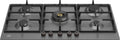Bertazzoni P905CPRONE Professional Piano cottura a gas 90 cm, 5 fuochi, doppio bruciatore wok centrale 5 kW, nero opaco