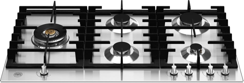 Bertazzoni P905LMODX Modern Piano cottura a gas 90 cm, 5 fuochi, dual wok laterale 5 kW, inox