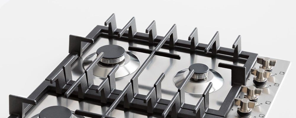 Bertazzoni P905LMODX Modern Piano cottura a gas 90 cm, 5 fuochi, dual wok laterale 5 kW, inox