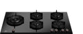 Bertazzoni P905LPROGNE Professional Piano cottura a gas 90 cm, 5 fuochi, bruciatore wok 5 kW, vetro temperato nero