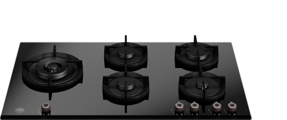 Bertazzoni P905LPROGNE Professional Piano cottura a gas 90 cm, 5 fuochi, bruciatore wok 5 kW, vetro temperato nero