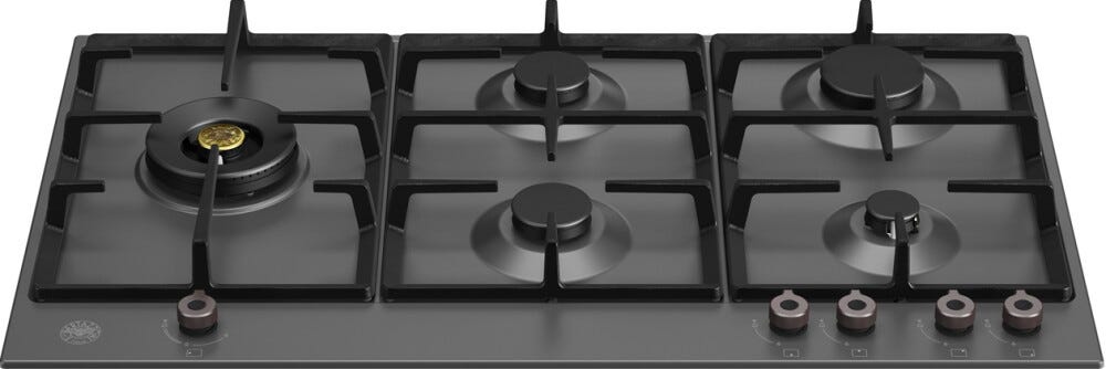 Bertazzoni P905LPRONE Professional Piano cottura a gas 90 cm, 5 fuochi, bruciatore wok centrale 5 kW, nero opaco