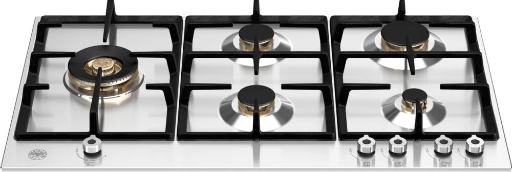 Bertazzoni P905LPROX Professional Piano cottura a gas 90 cm, 5 fuochi, doppio wok 5 kW, griglie ghisa, inox