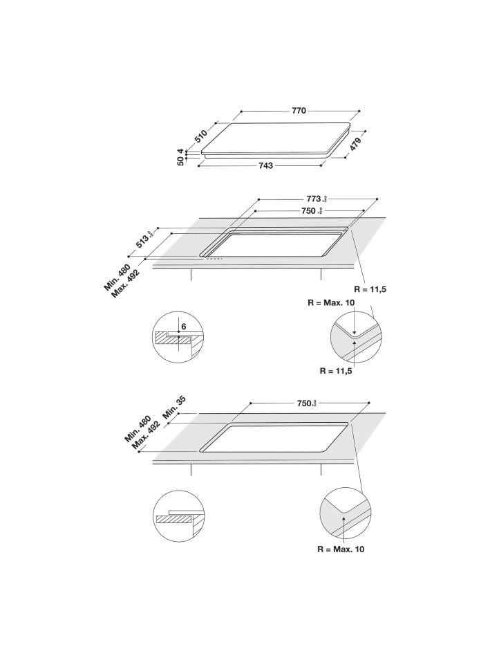 Whirlpool WFS0377NEIXL Piano cottura induzione cm. 77 - vetroceramica nero