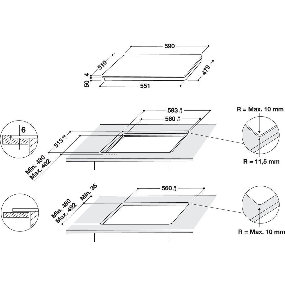 Whirlpool WLB6860NES Piano cottura induzione cm. 59 - silver dawn
