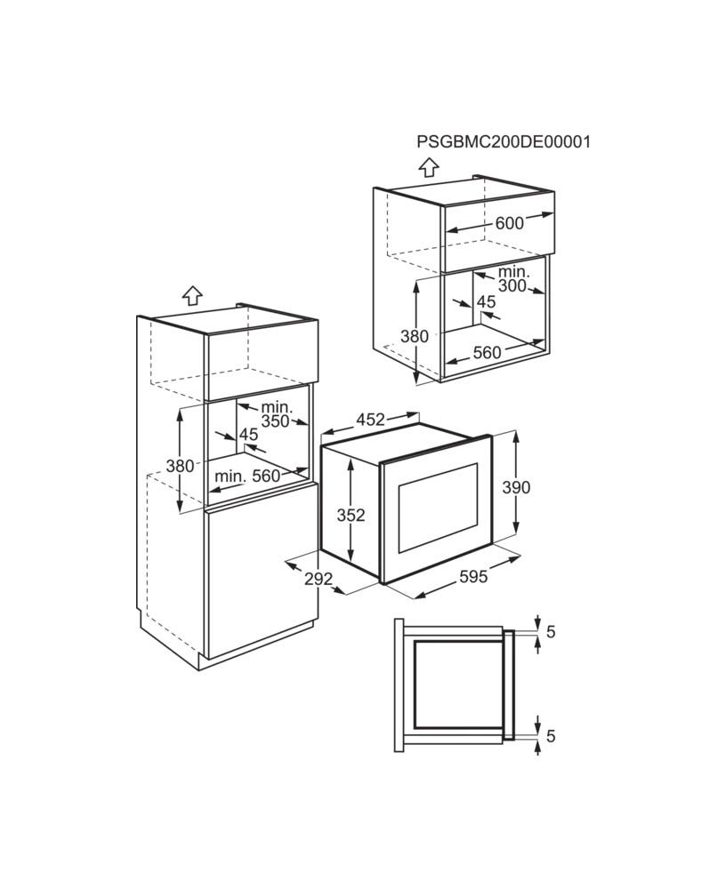 Electrolux MO318GXE 600 Forno microonde da incasso 17 l, 700 W microonde, 900 W grill, inox antimpronta