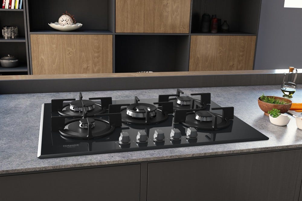 Hotpoint Ariston HAGD 72S/MR Piano cottura a gas cm. 73 - vetro specchio