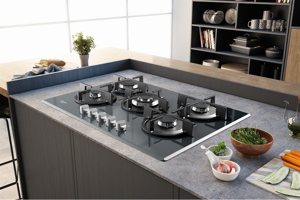 Hotpoint Ariston HAGD 72S/MR Piano cottura a gas cm. 73 - vetro specchio