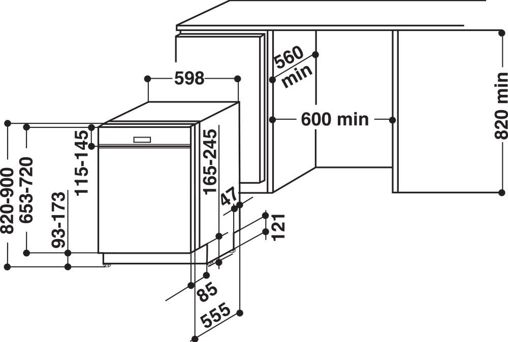 Whirlpool WB 6020 P X Lavastoviglie integrata parziale cm. 60 - 14 coperti - frontalino inox
