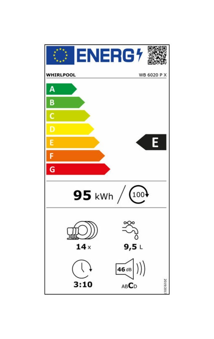 Whirlpool WB 6020 P X Lavastoviglie integrata parziale cm. 60 - 14 coperti - frontalino inox