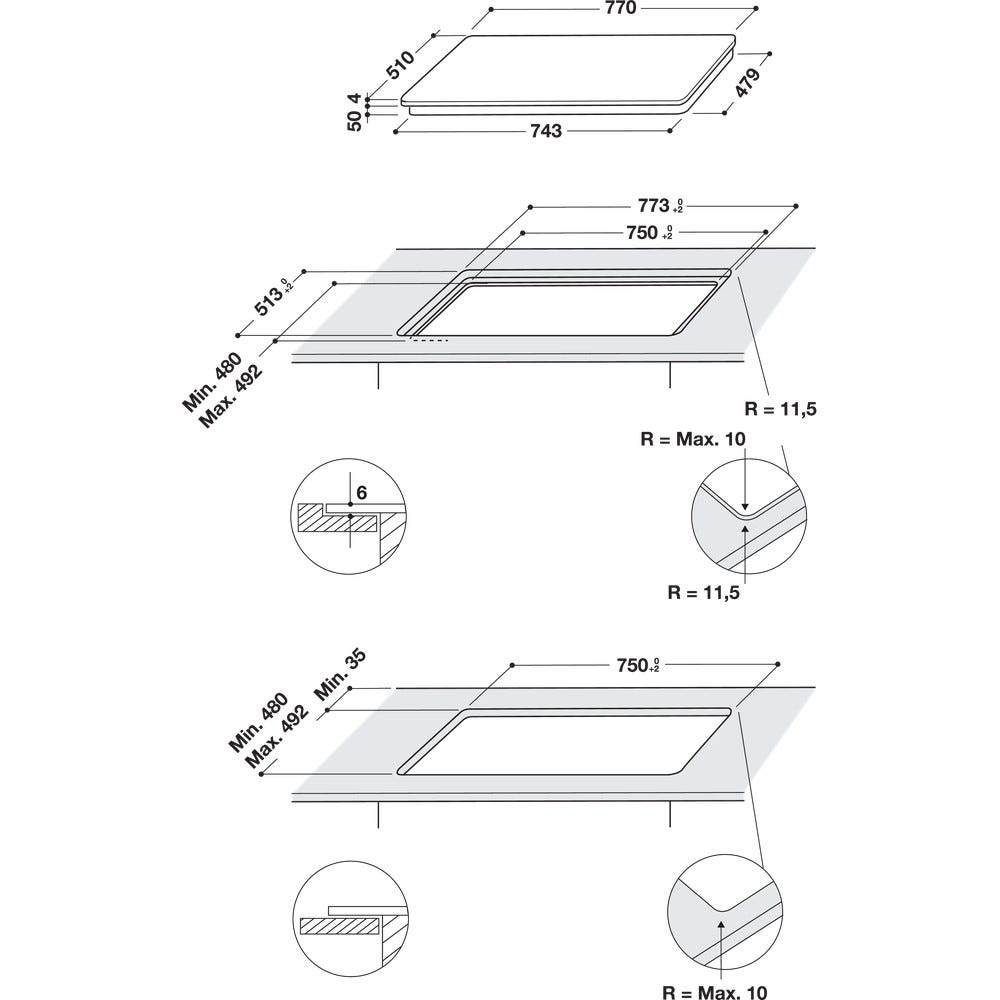 Whirlpool WB B4877 NE Piano cottura a induzione cm. 77 - vetroceramica nero