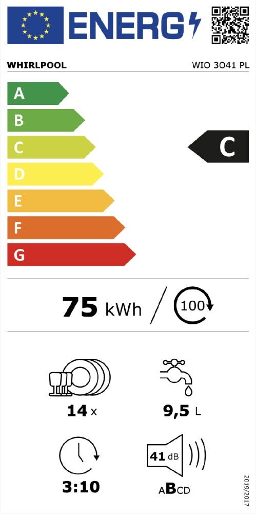 Whirlpool WIO 3O41 PL Lavastoviglie integrata totale cm 60 - 14 coperti