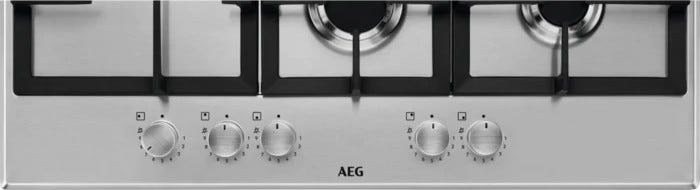 AEG HGB75520SM 6000 Slim Line Piano cottura a gas 75 cm Slim Profile, 5 fuochi, SpeedBurner e Wok, inox