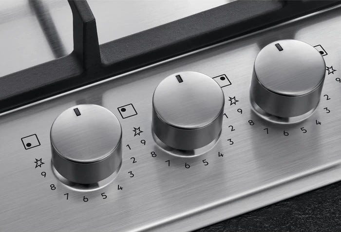 AEG HGB75520SM 6000 Slim Line Piano cottura a gas 75 cm Slim Profile, 5 fuochi, SpeedBurner e Wok, inox