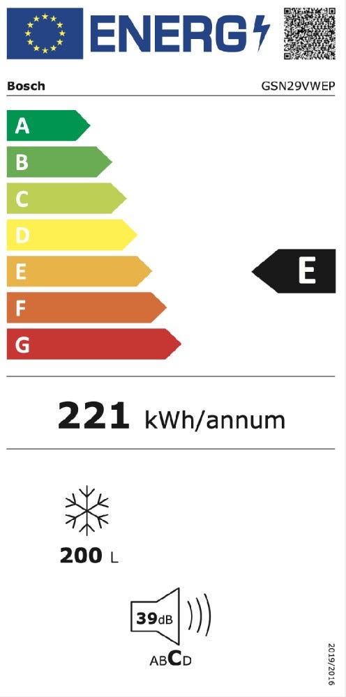 Bosch GSN29VWEP 4 Congelatore verticale a libera installazione cm. 60 - h. 161 - 200 lt. - bianco