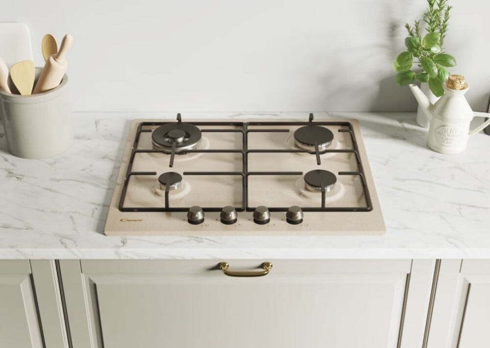 Candy CHW6BRAV4WGT Piano cottura a gas cm. 60 - avena