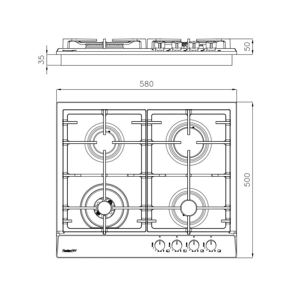 Foster 7014032 Power Piano cottura gas cm 58 - inox spazzolato