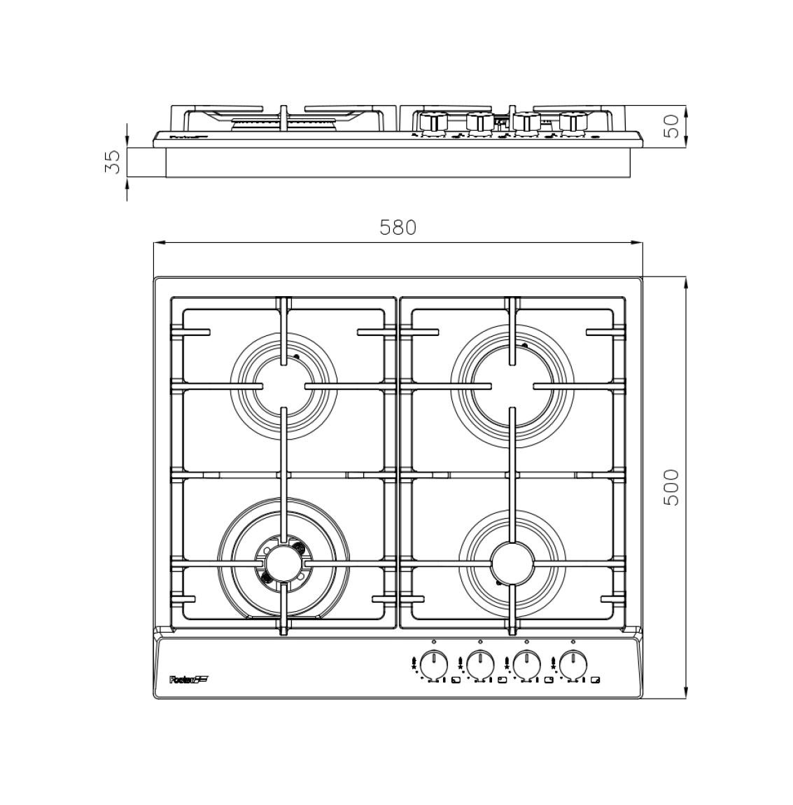 Foster 7014032 Power Piano cottura gas cm 58 - inox spazzolato