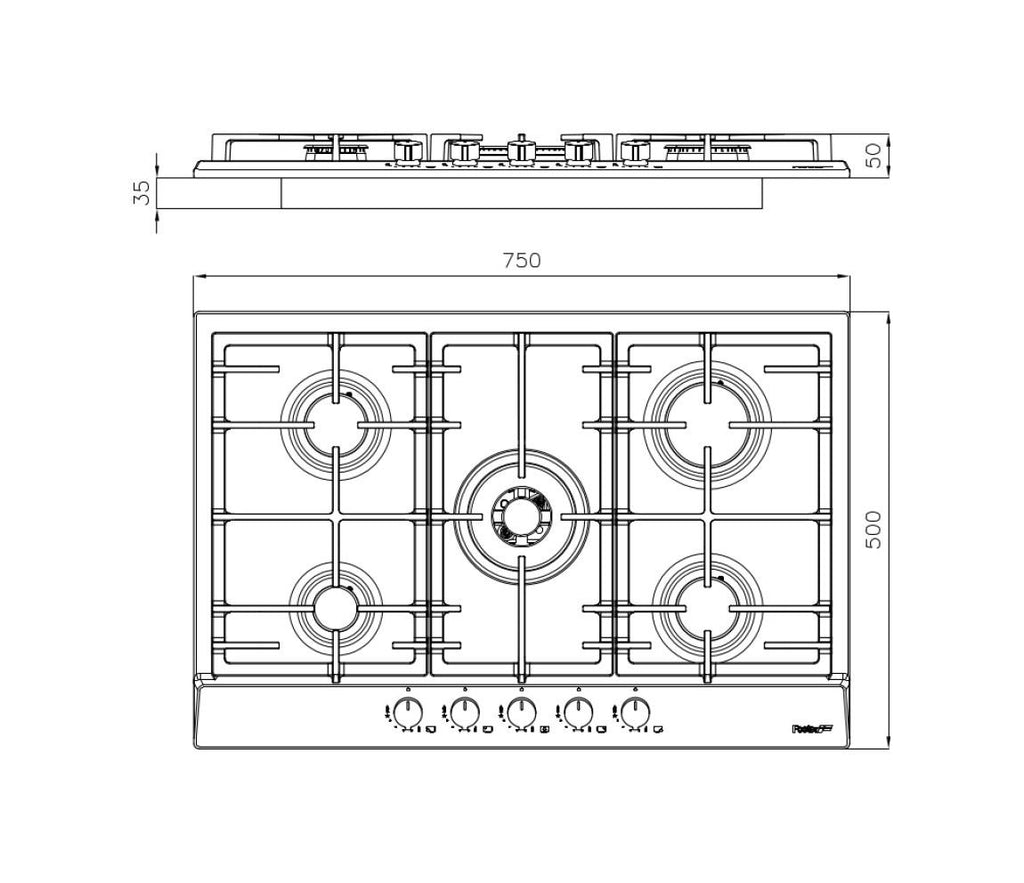 Foster 7015032 Power Piano cottura gas cm 75 - inox spazzolato