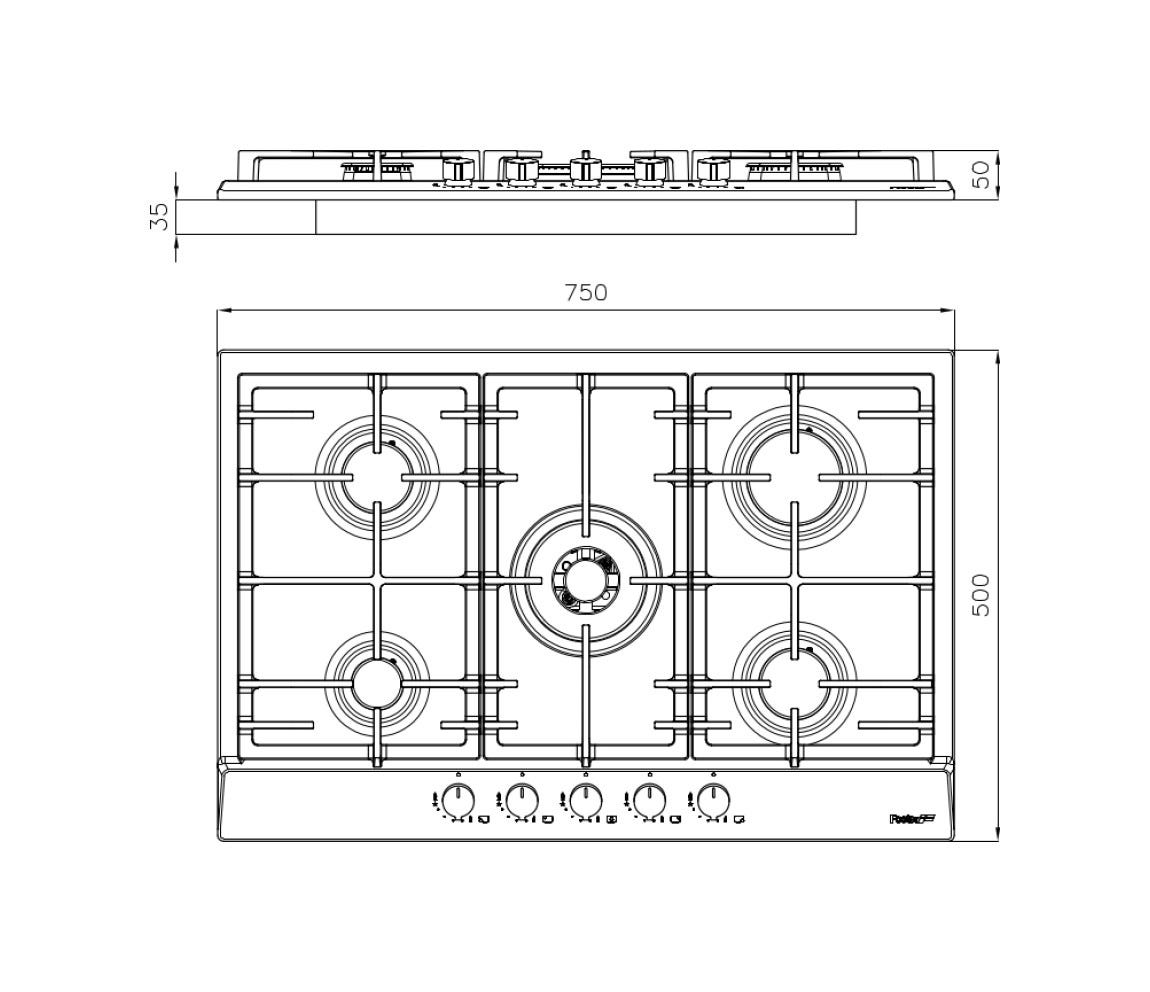 Foster 7015032 Power Piano cottura gas cm 75 - inox spazzolato