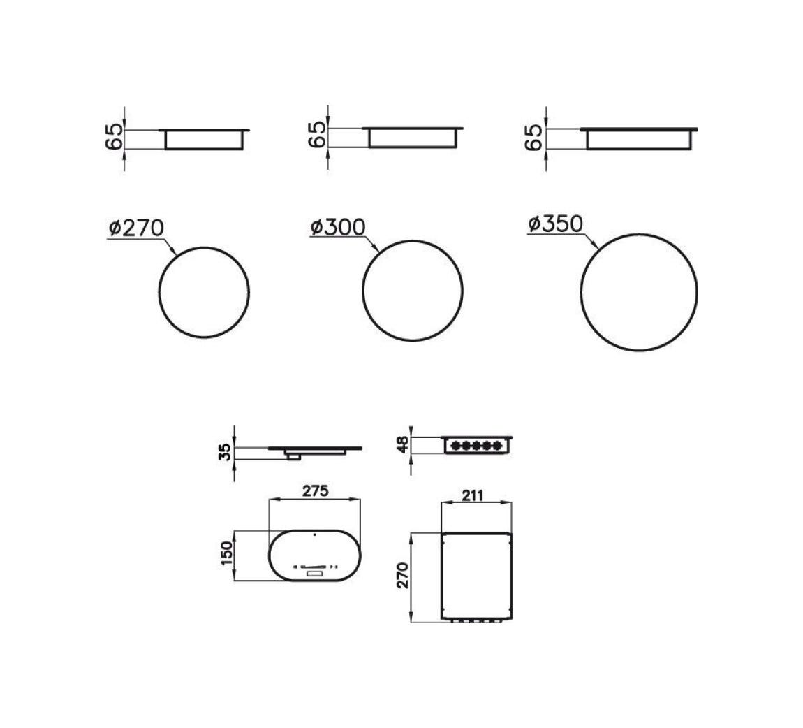 Foster 7366030 Modular Piano cottura a induzione cm 27 - 30 - 35 - vetroceramica nero
