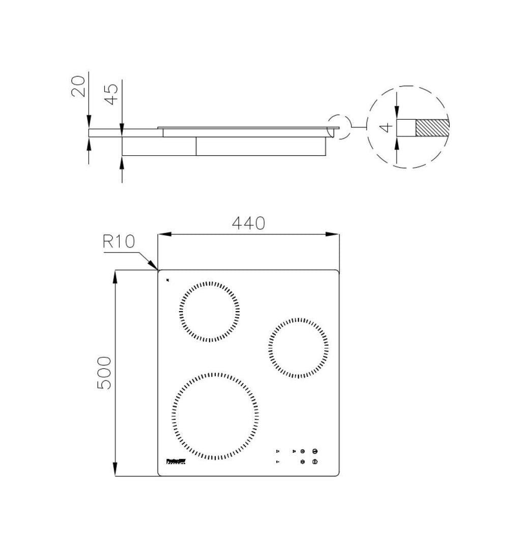 Foster 7373300 S1000 Induction Piano cottura a induzione cm 44 - vetroceramica nero
