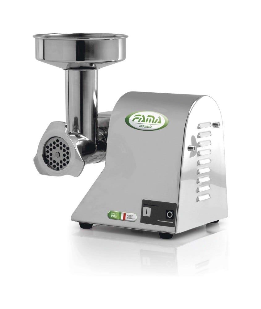 Fama FTSMI101 Enterprise Tritacarne monofase 230V, gruppo in alluminio alimentare, 15 kg/h, ingranaggi a bagno d’olio