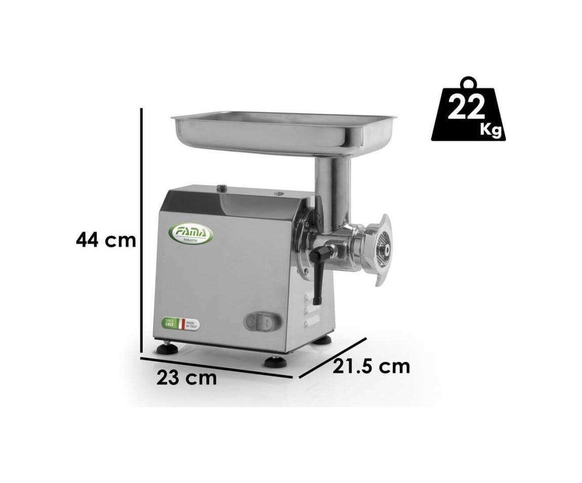 Fama FTI126 Enterprise Tritacarne trifase 230/400V, gruppo inox, 150–200 kg/h, ingranaggi a bagno d’olio