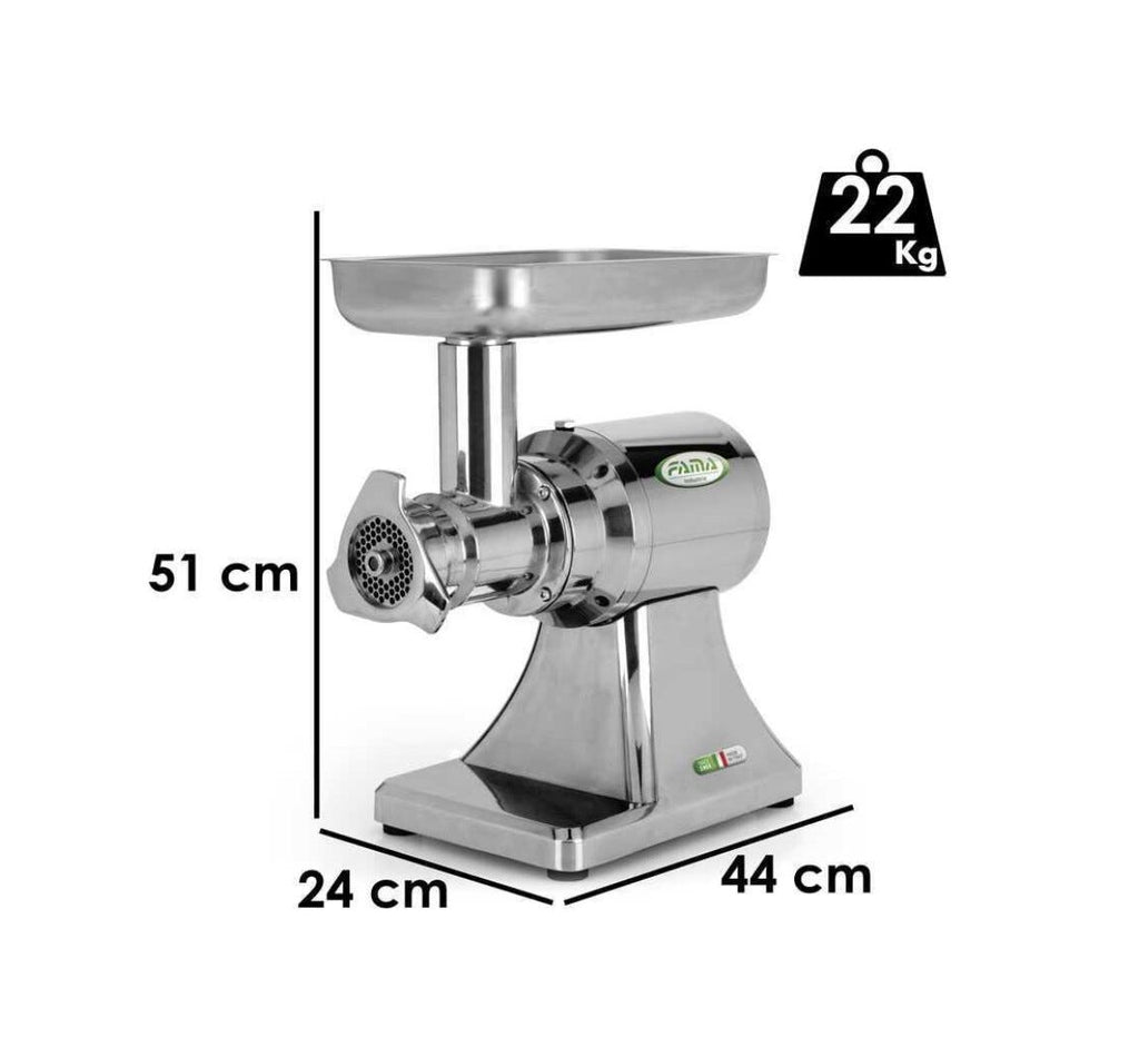 Fama FTS117 Enterprise Tritacarne monofase 230V, gruppo in alluminio alimentare, 300 kg/h, ingranaggi a bagno d’olio