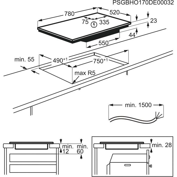 AEG IPE84573FB Piano cottura a induzione cm. 80 - vetroceramica nero