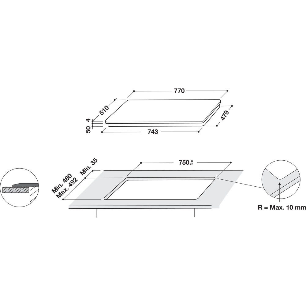 Whirlpool WL S3377 BF Piano cottura a induzione cm. 77 - vetroceramica nero