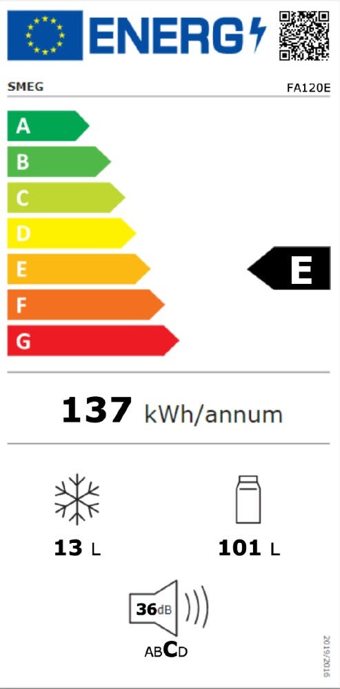 Smeg FA120E Frigorifero con congelatore a libera installazione cm 54 h 84 - lt. 114 - bianco