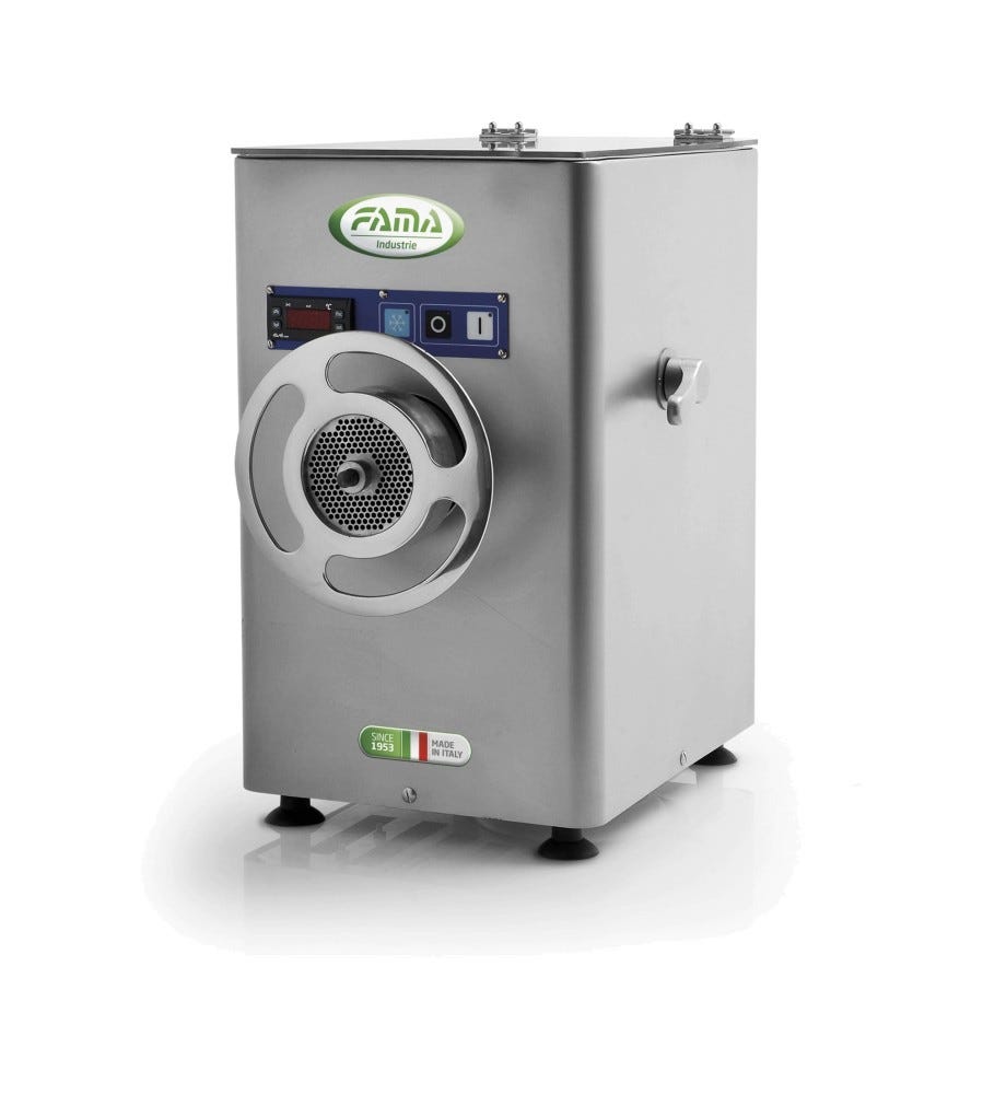 Fama FTR200SINV Refrigerato Tritacarne refrigerato trifase 230/400V, gruppo inox, tramoggia refrigerata, 450 kg/h