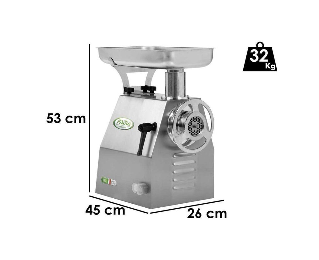 Fama FTI137R Enterprise Tritacarne monofase 230V, gruppo inox, 350/400 kg/h, ingranaggi a bagno d’olio