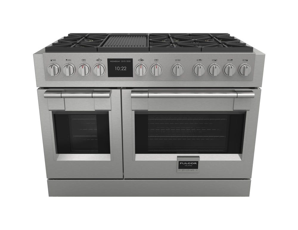 Fulgor FSRC 4807 2P MK 2F X Cucina da accosto cm. 122 - 6 fuochi + 2 forni elettrici - inox