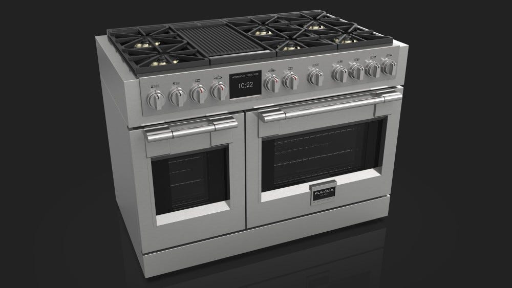 Fulgor FSRC 4807 2P MK 2F X Cucina da accosto cm. 122 - 6 fuochi + 2 forni elettrici - inox