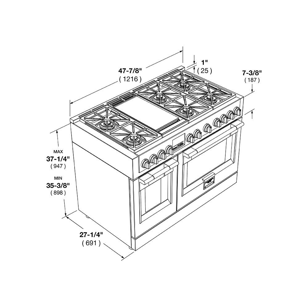 Fulgor FSRC 4807 2P MK 2F X Cucina da accosto cm. 122 - 6 fuochi + 2 forni elettrici - inox