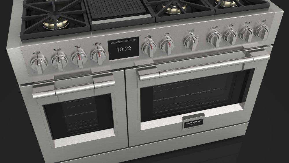 Fulgor FSRC 4807 2P MK 2F X Cucina da accosto cm. 122 - 6 fuochi + 2 forni elettrici - inox