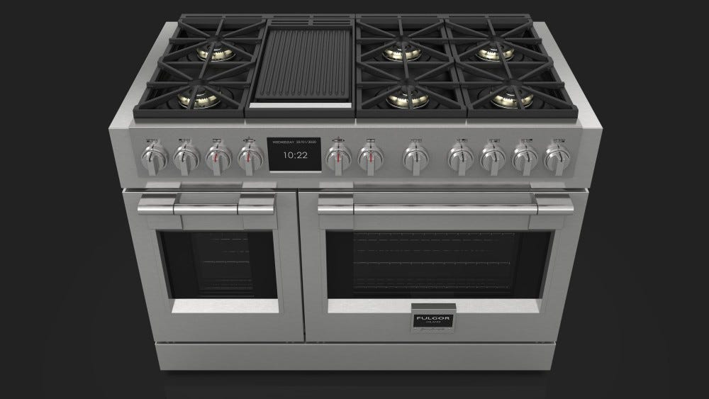 Fulgor FSRC 4807 2P MK 2F X Cucina da accosto cm. 122 - 6 fuochi + 2 forni elettrici - inox
