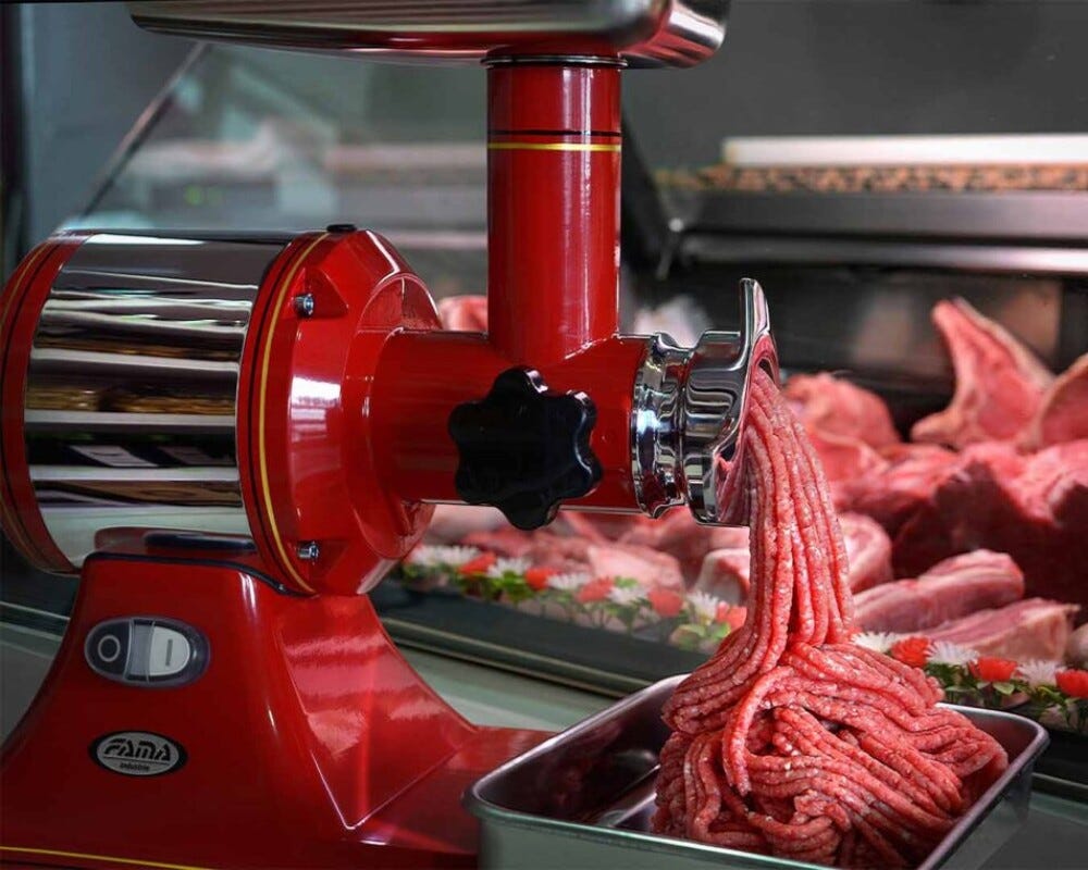 Fama FTSR107 Retrò Tritacarne Retrò monofase 150/200 kg, gruppo macinazione in ghisa alimentare