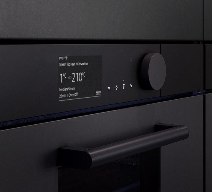 Samsung NV75T9979CD Infinite Line Forno incasso a vapore, Dual Cook, 75 litri, pirolitico, Wi-Fi, classe A+, grafite satinato