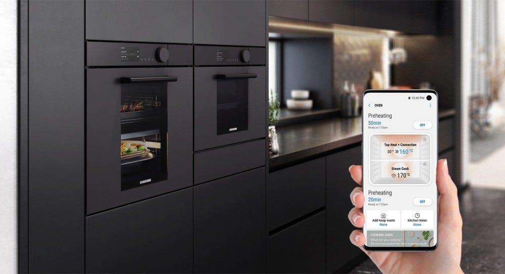 Samsung NV75T9979CD Infinite Line Forno incasso a vapore, Dual Cook, 75 litri, pirolitico, Wi-Fi, classe A+, grafite satinato