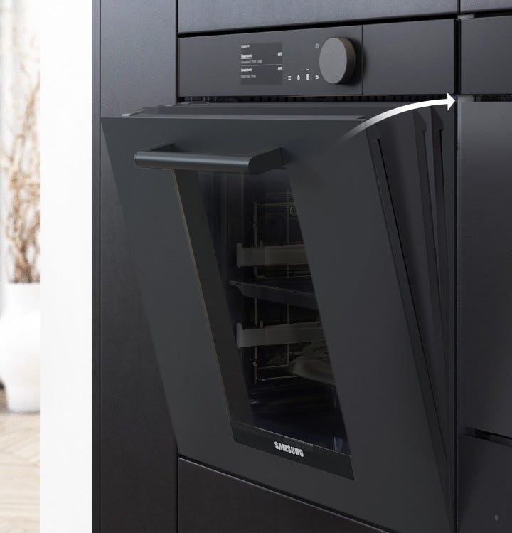 Samsung NV75T9979CD Infinite Line Forno incasso a vapore, Dual Cook, 75 litri, pirolitico, Wi-Fi, classe A+, grafite satinato