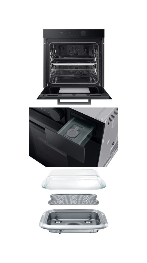 Samsung NV75T9979CD Infinite Line Forno incasso a vapore, Dual Cook, 75 litri, pirolitico, Wi-Fi, classe A+, grafite satinato