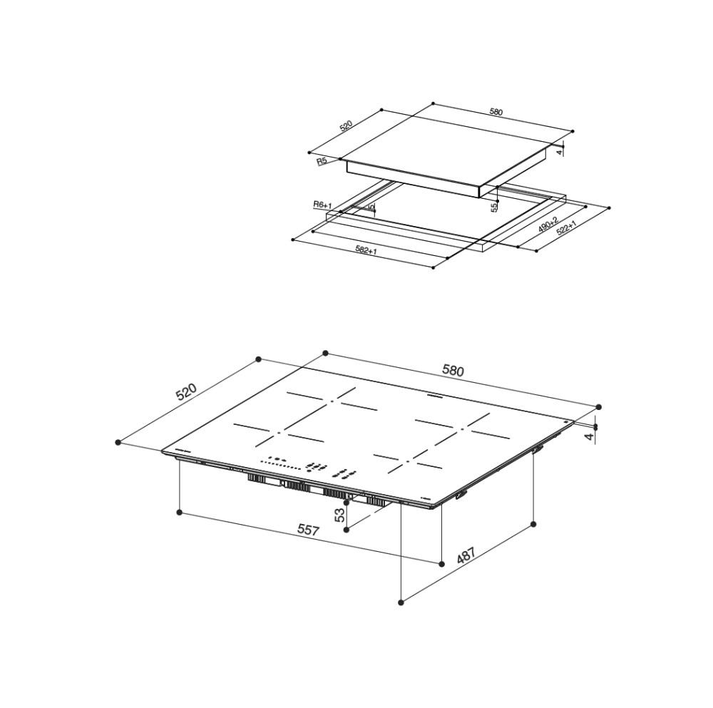 Faber FCH 64 GR KL Emotion Piano cottura a induzione cm. 58 - cristallo grigio