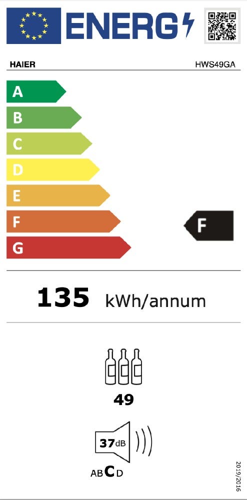 Haier HWS49GA Cantina vini a libera installazione cm. 50 - 49 bottiglie - nero
