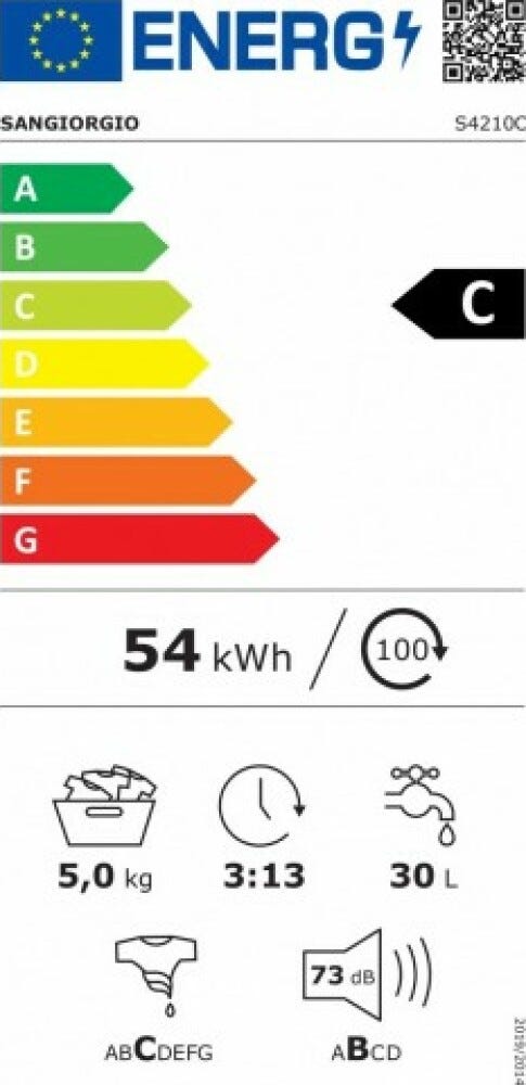 SanGiorgio S4210C Lavatrice cm. 60 - capacità di carico 5 kg - bianco
