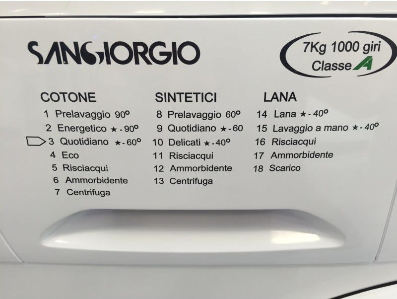 SanGiorgio S5510C Lavatrice cm. 60 - capacità 7 kg - bianco